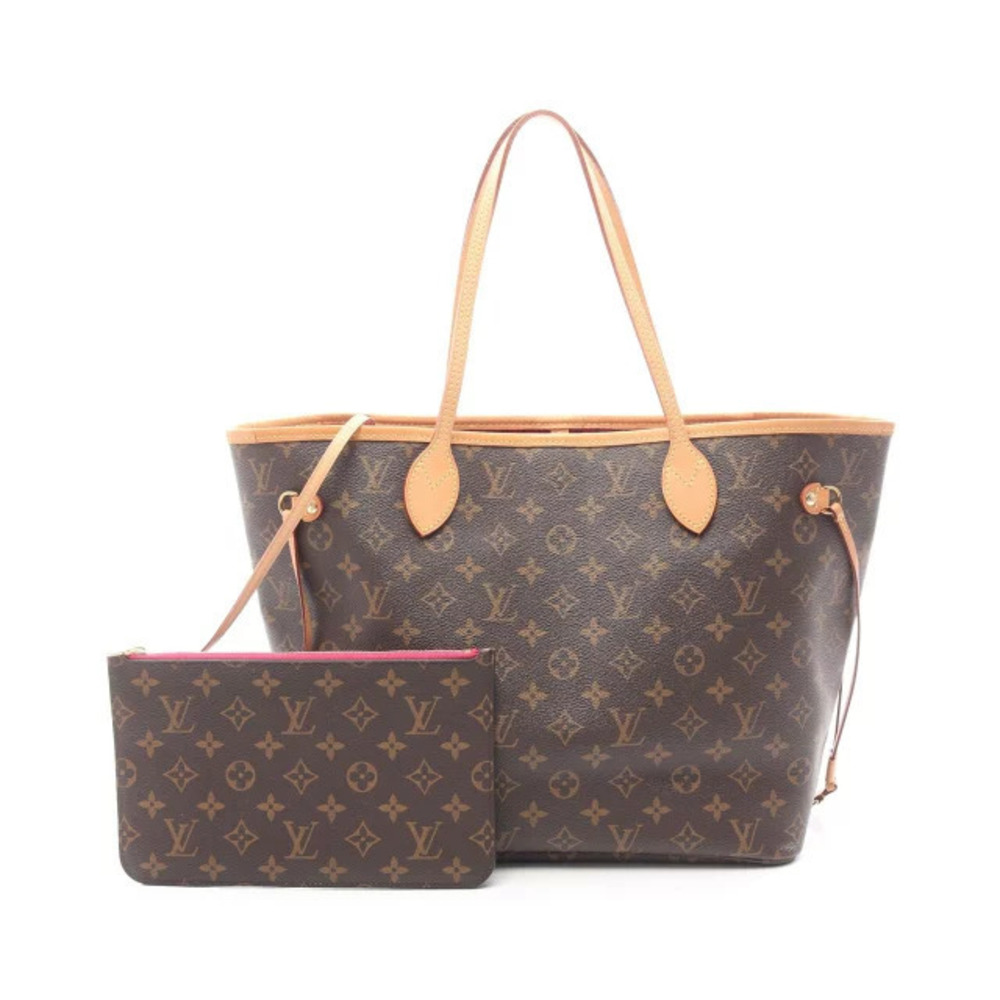 Louis Vuitton Neverfull Tote Bag Canvas Leather Monogram Brown